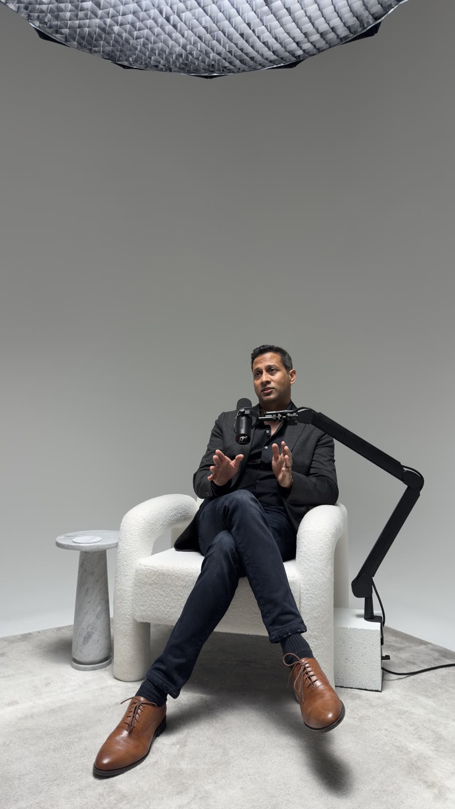 Dr. Tejas Patel recording the podcast